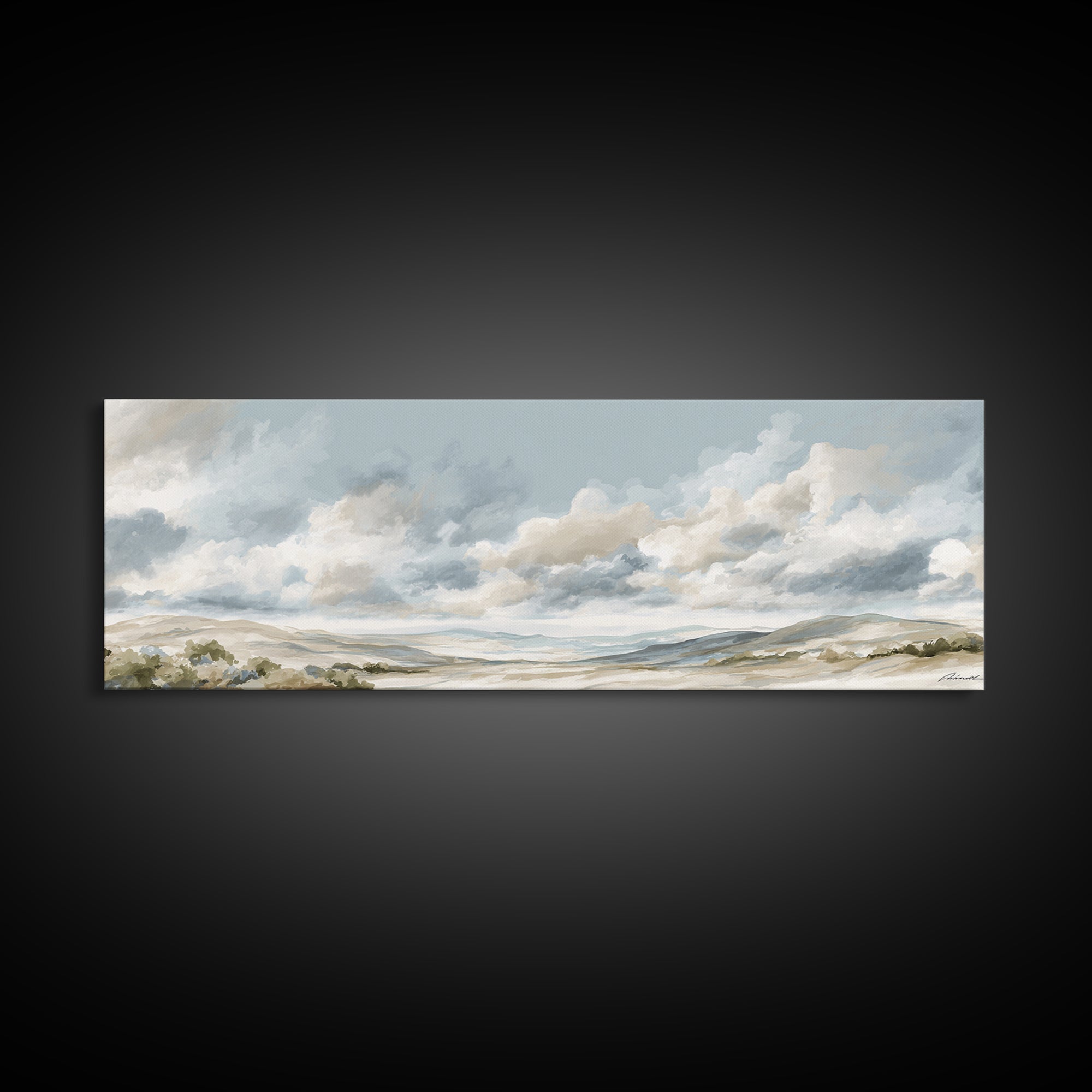 Large Neutral Landscape Framed Canvas Print, Medical Office Art, Textured Painting, Office Decor, Oil Painting, Calm, MOA-3x1-56