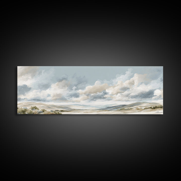 Large Neutral Landscape Framed Canvas Print, Medical Office Art, Textured Painting, Office Decor, Oil Painting, Calm, MOA-3x1-56