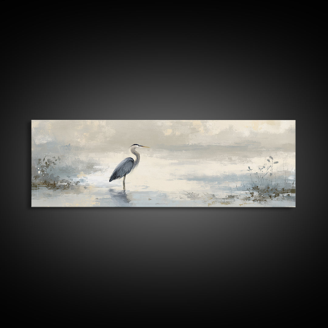 Blue Heron Standing Canvas Print, Medical Office Art, Educational Poster, Office Decor, Fine Art, Calm, Fine Art Print, MOA-3x1-6
