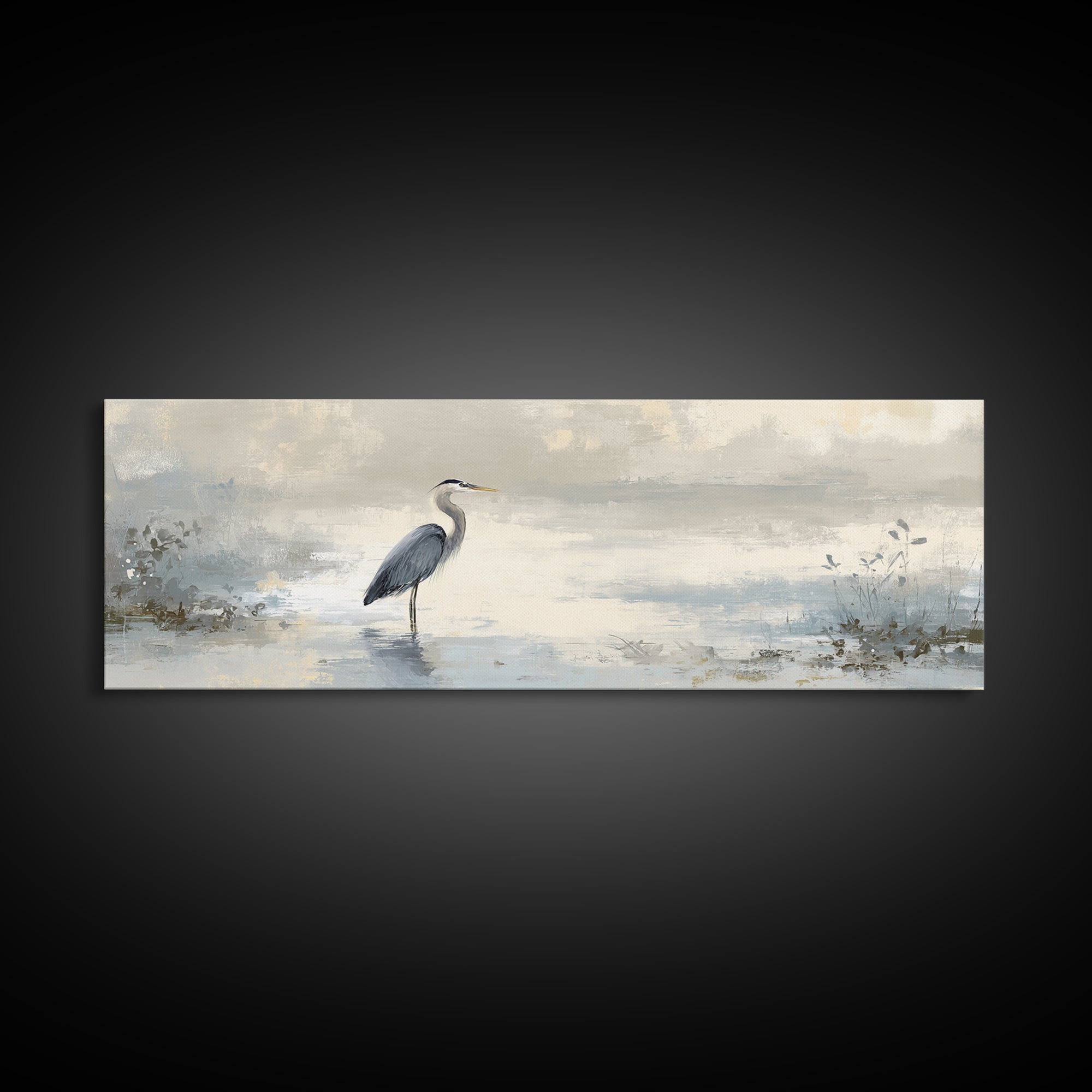 Blue Heron Standing Canvas Print, Medical Office Art, Educational Poster, Office Decor, Fine Art, Calm, Fine Art Print, MOA-3x1-6