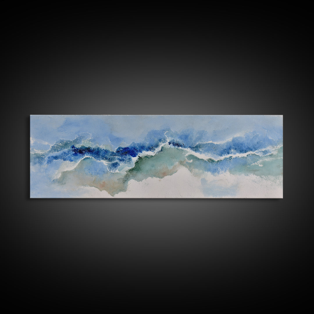 Calming Blue Abstract Canvas Print, Medical Office Art, Brain Art, Office Decor, Abstract Art, Calm, Boho Decor, MOA-3x1-65