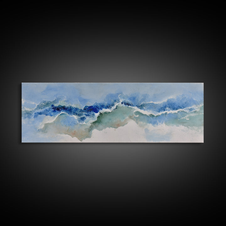 Calming Blue Abstract Canvas Print, Medical Office Art, Brain Art, Office Decor, Abstract Art, Calm, Boho Decor, MOA-3x1-65
