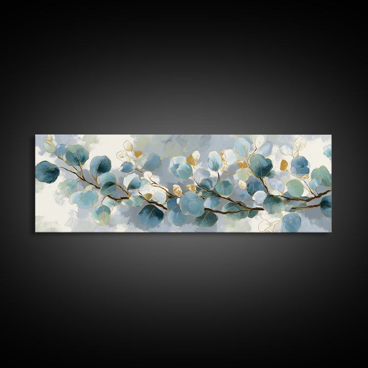 Botanical Eucalyptus Branch Framed Canvas Print, Medical Office Art, Medical Student Gift, Office Decor, Fine Art, Calm, MOA-3x1-67