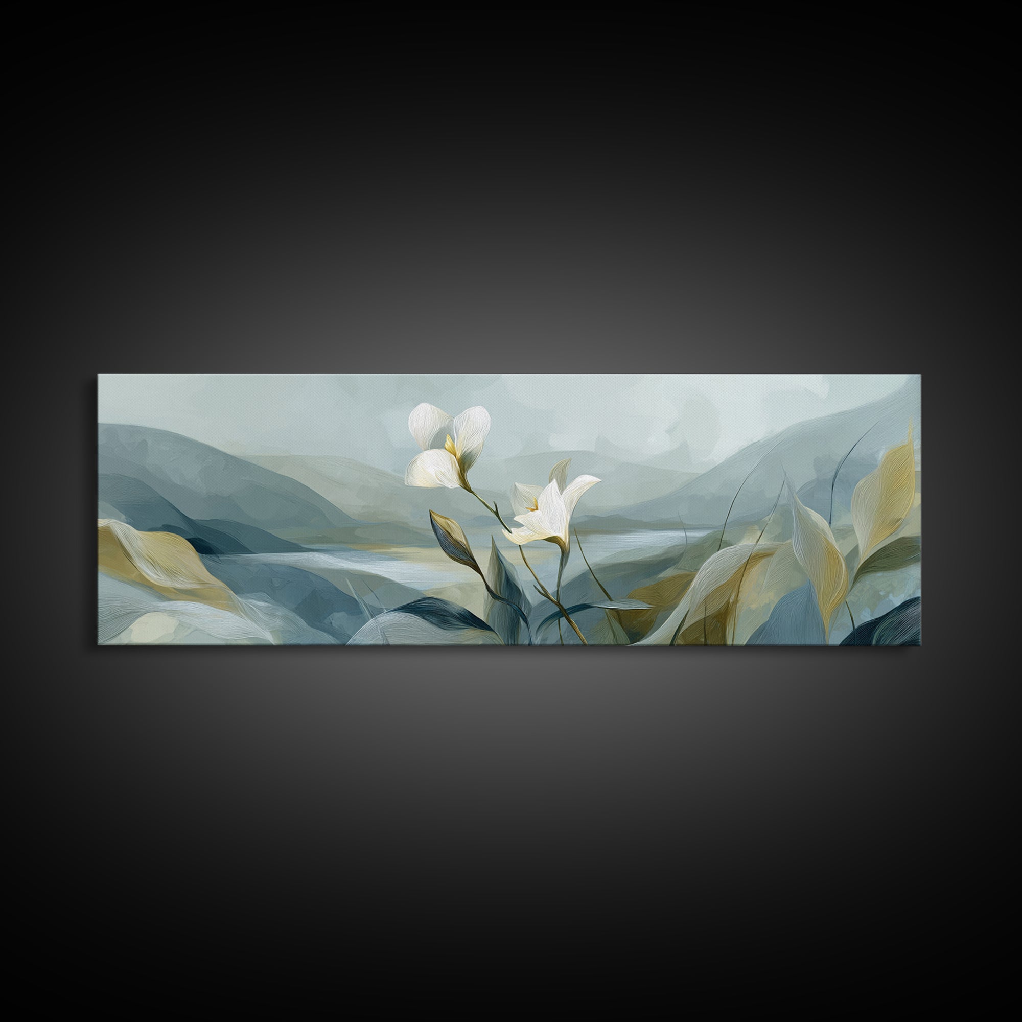 White Orchid on Gray Stone Surface Canvas Print, Medical Office Art, Art Print, Office Decor, Oil Painting, Calm, Printable Art, MOA-3x1-70