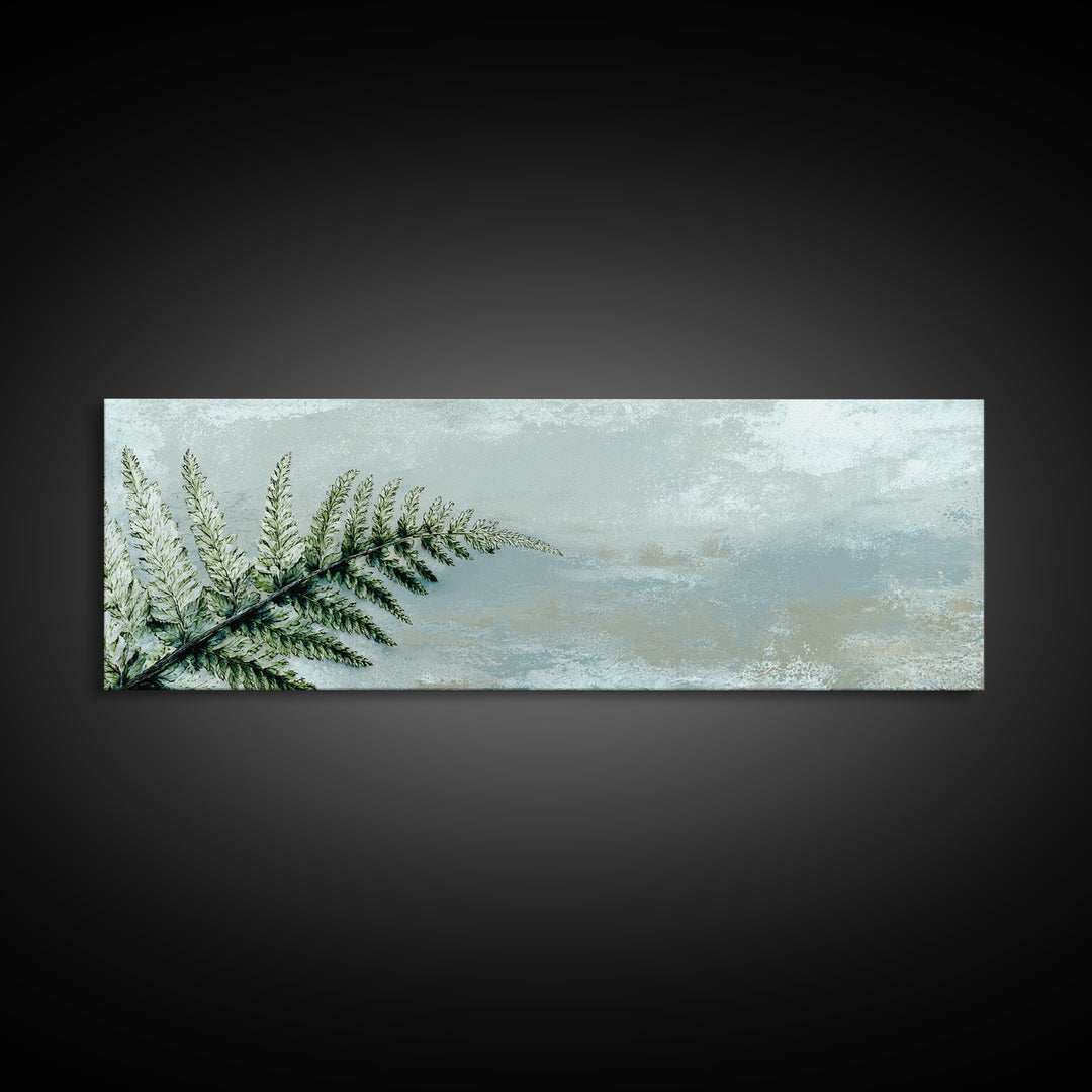 Minimal Green Fern Specimen Framed Canvas Print, Medical Office Art, Wall Art, Office Decor, Fine Art, Calm, Printable Card, MOA-3x1-72