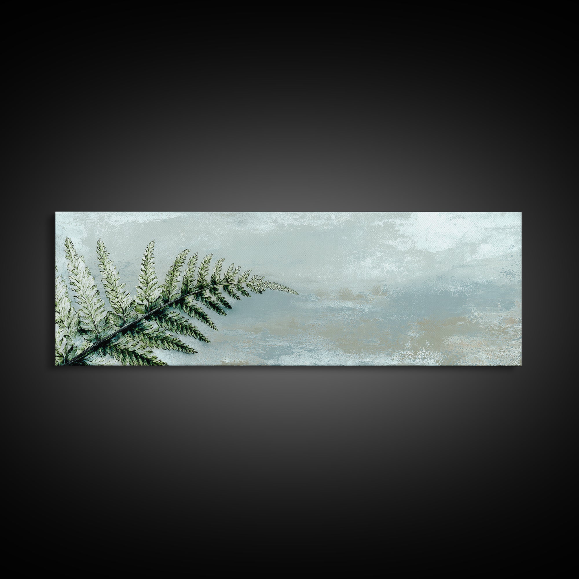 Minimal Green Fern Specimen Framed Canvas Print, Medical Office Art, Wall Art, Office Decor, Fine Art, Calm, Printable Card, MOA-3x1-72