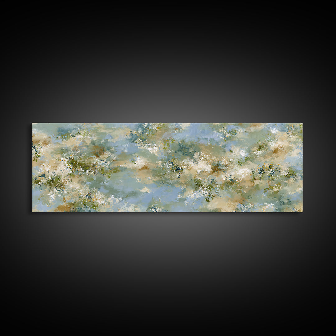 Sunlit Meadow with Wildflowers and Calm Mood Canvas Print, Medical Office Art, Home Decor, Office Decor, Oil Painting, Calm, MOA-3x1-76