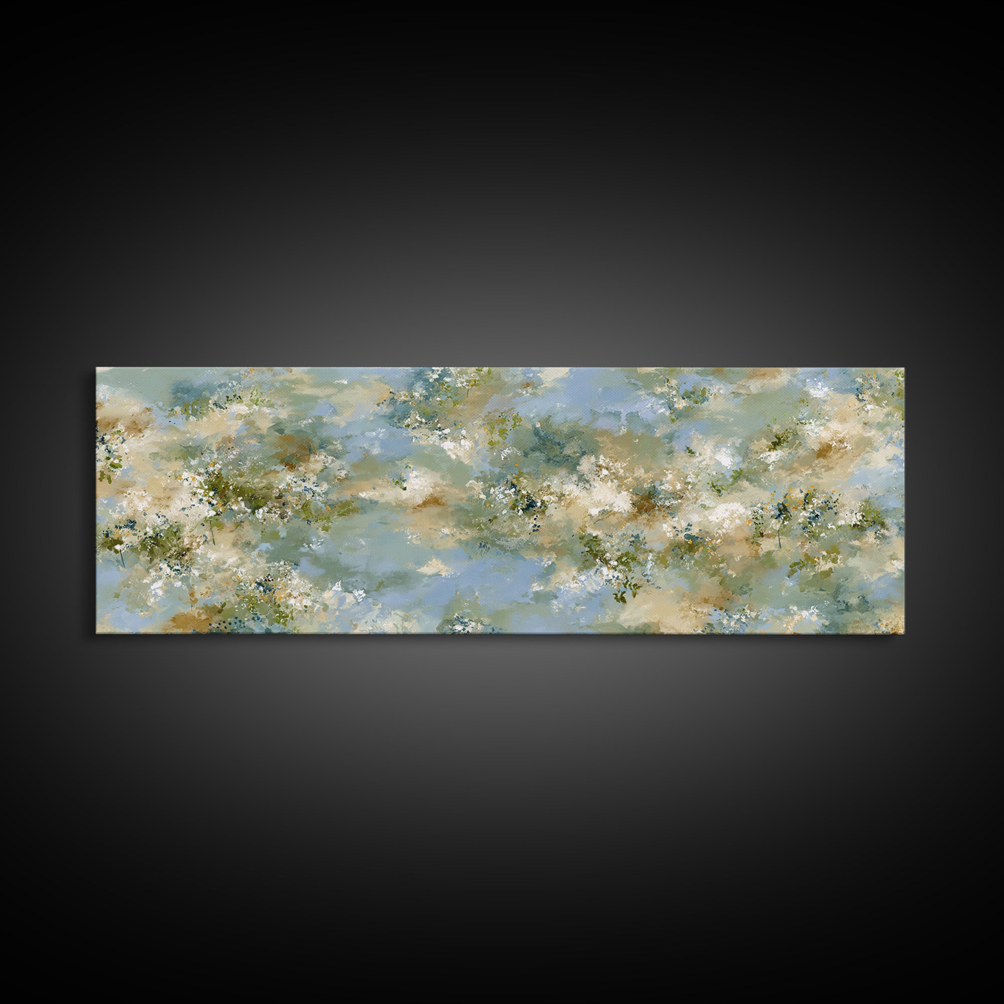 Sunlit Meadow with Wildflowers and Calm Mood Canvas Print, Medical Office Art, Home Decor, Office Decor, Oil Painting, Calm, MOA-3x1-76