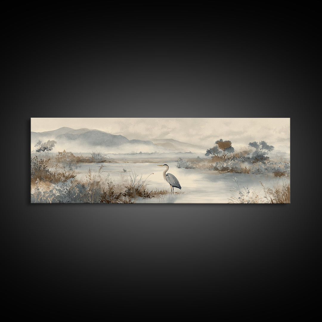 Blue Heron Standing Canvas Print, Medical Office Art, Wall Decor, Office Decor, Fine Art, Calm, Medical Office Decor, MOA-3x1-78