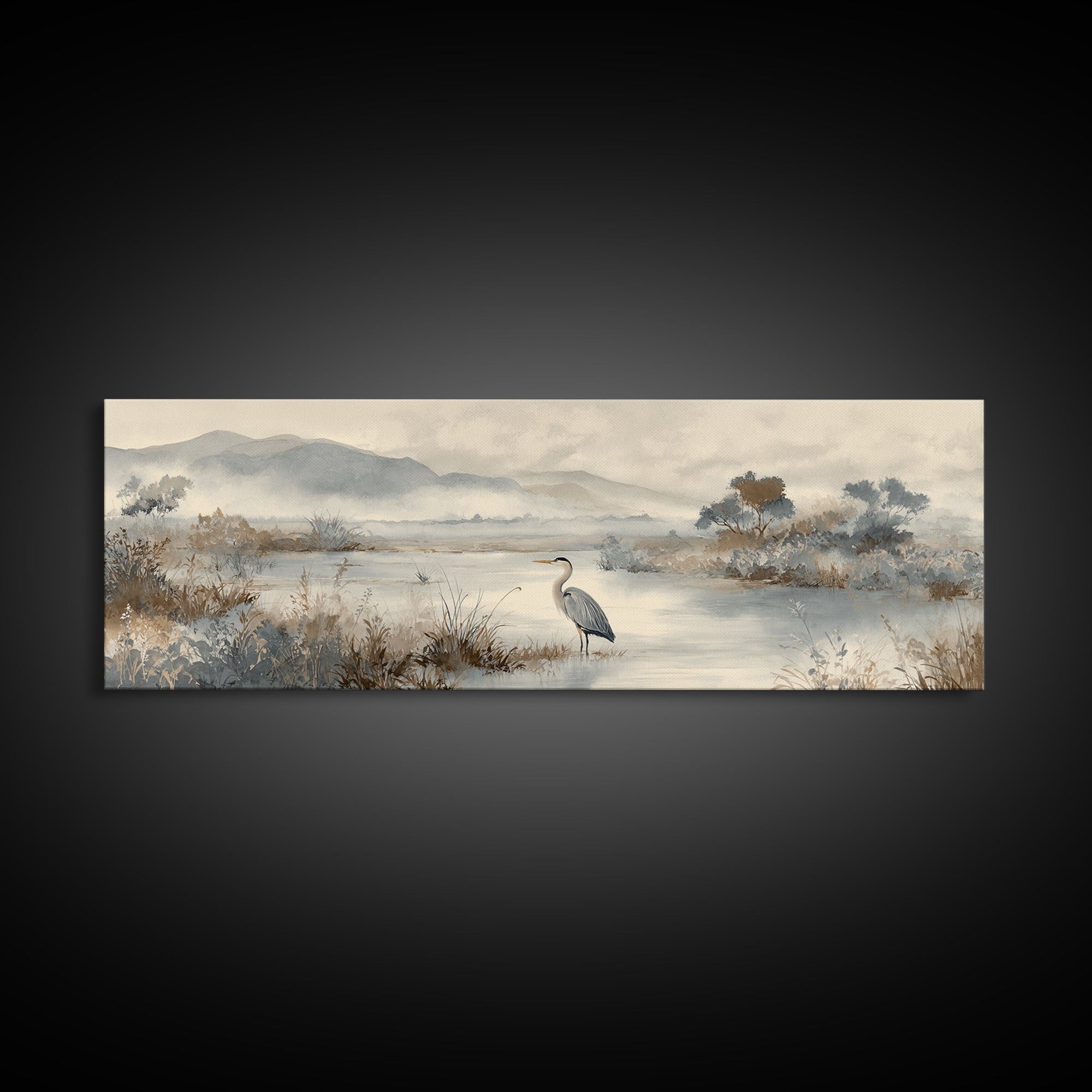 Blue Heron Standing Canvas Print, Medical Office Art, Wall Decor, Office Decor, Fine Art, Calm, Medical Office Decor, MOA-3x1-78