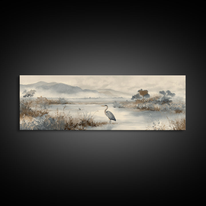 Blue Heron Standing Canvas Print, Medical Office Art, Wall Decor, Office Decor, Fine Art, Calm, Medical Office Decor, MOA-3x1-78