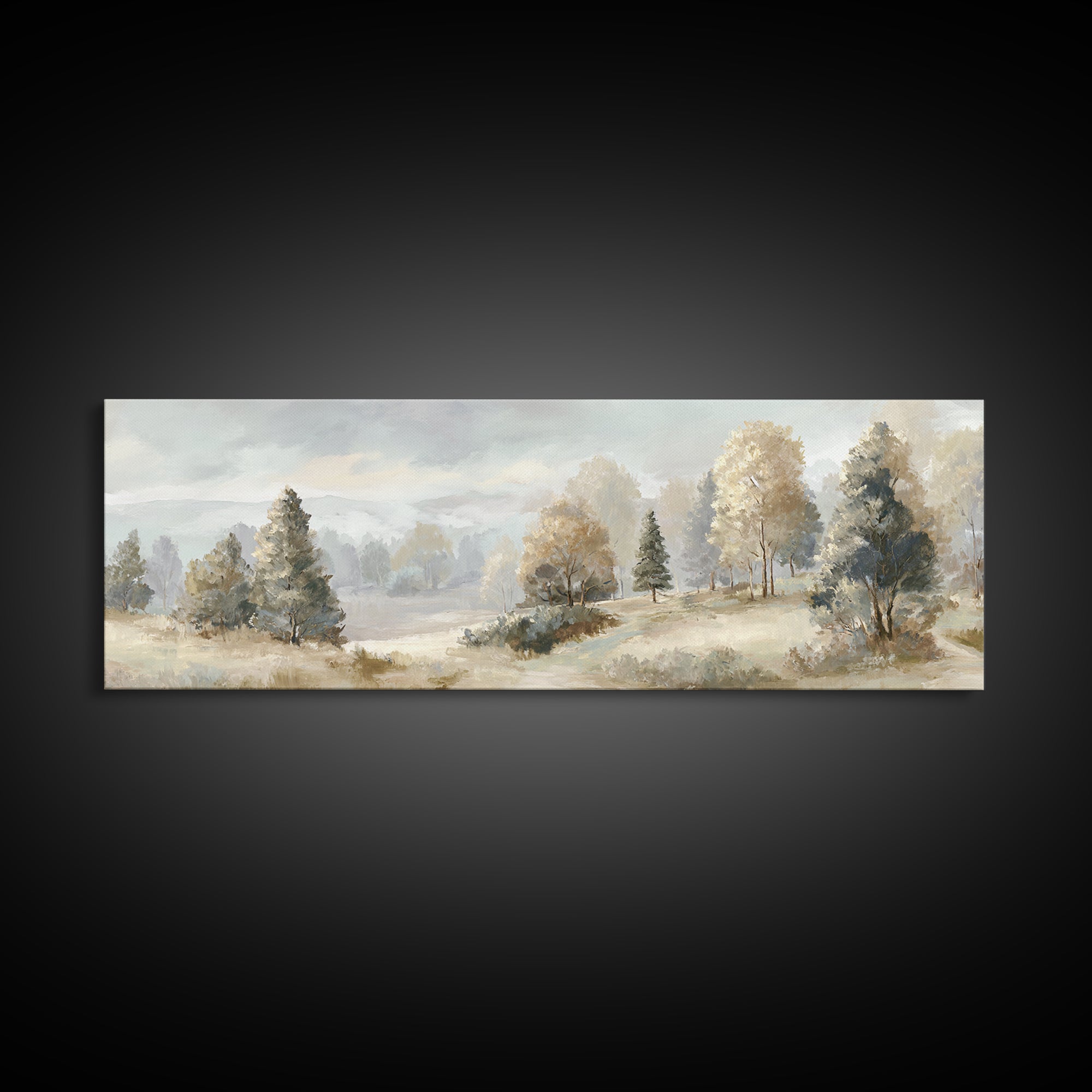 Gentle Forest Path Framed Canvas Print, Medical Office Art, Teal Wall Art, Office Decor, Fine Art, Calm, Anatomy Art, MOA-3x1-9
