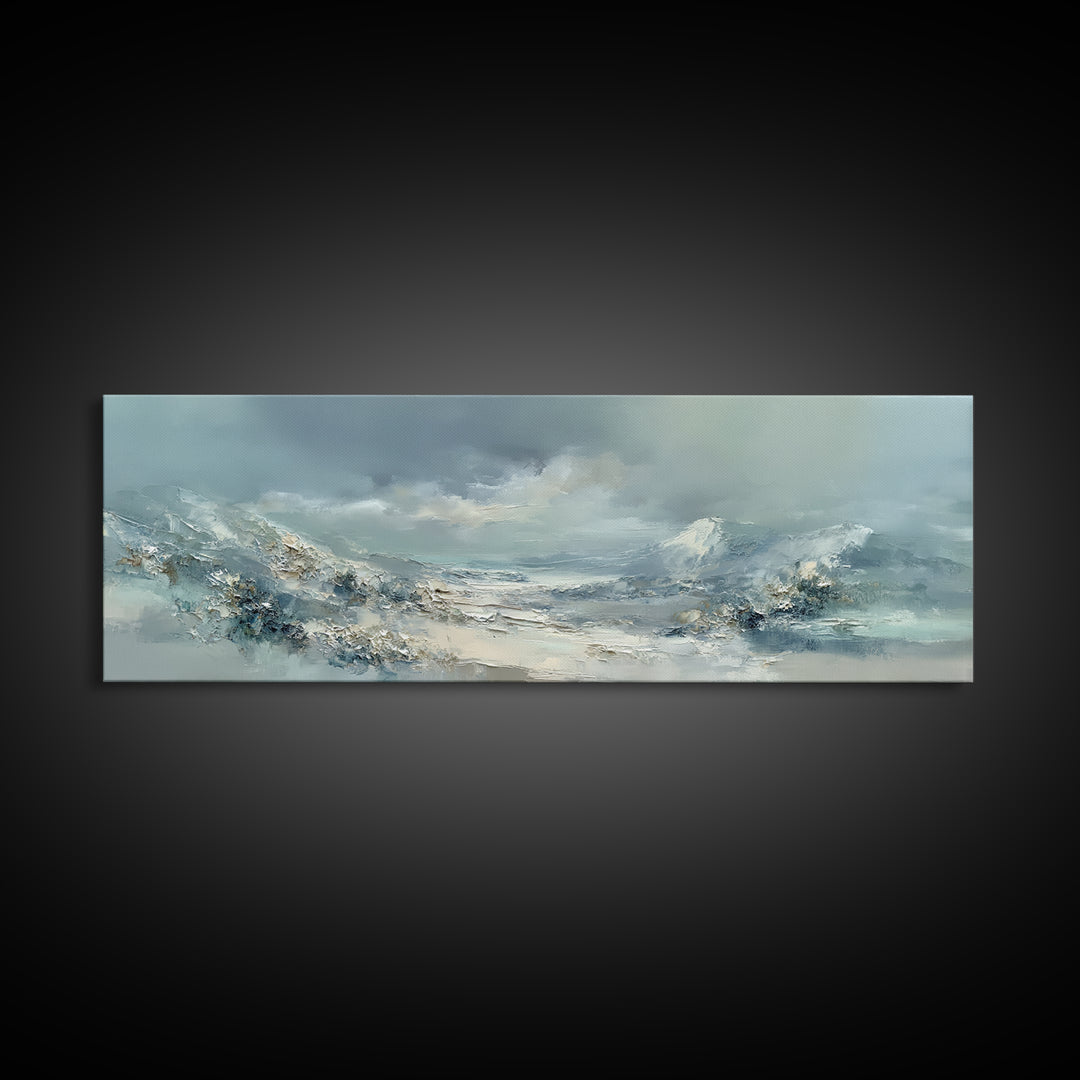 Soft Mountain Landscape Framed Canvas Print, Medical Office Art, Anatomy Poster, Office Decor, Watercolor Art, Calm, MOA-3x1-90