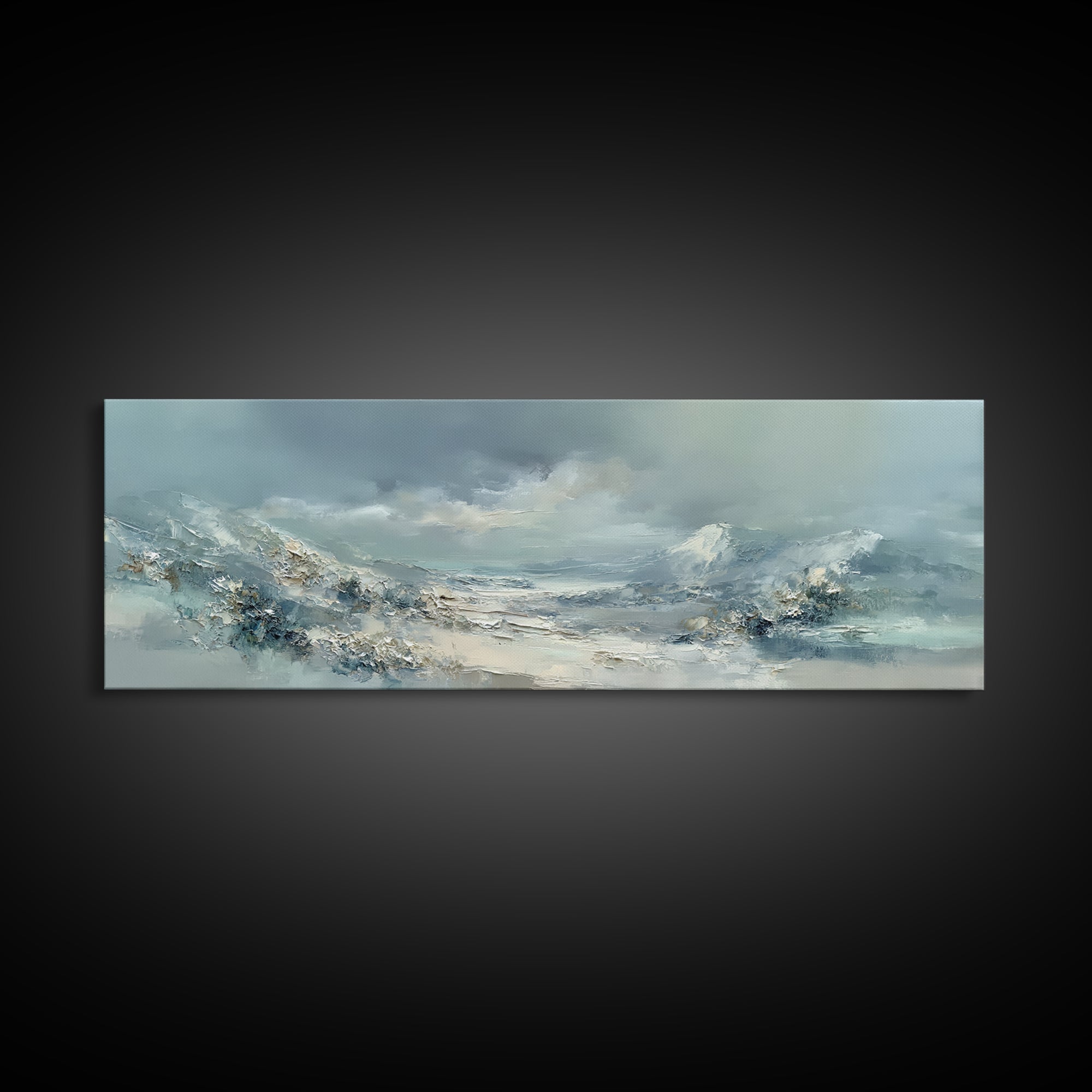 Soft Mountain Landscape Framed Canvas Print, Medical Office Art, Anatomy Poster, Office Decor, Watercolor Art, Calm, MOA-3x1-90