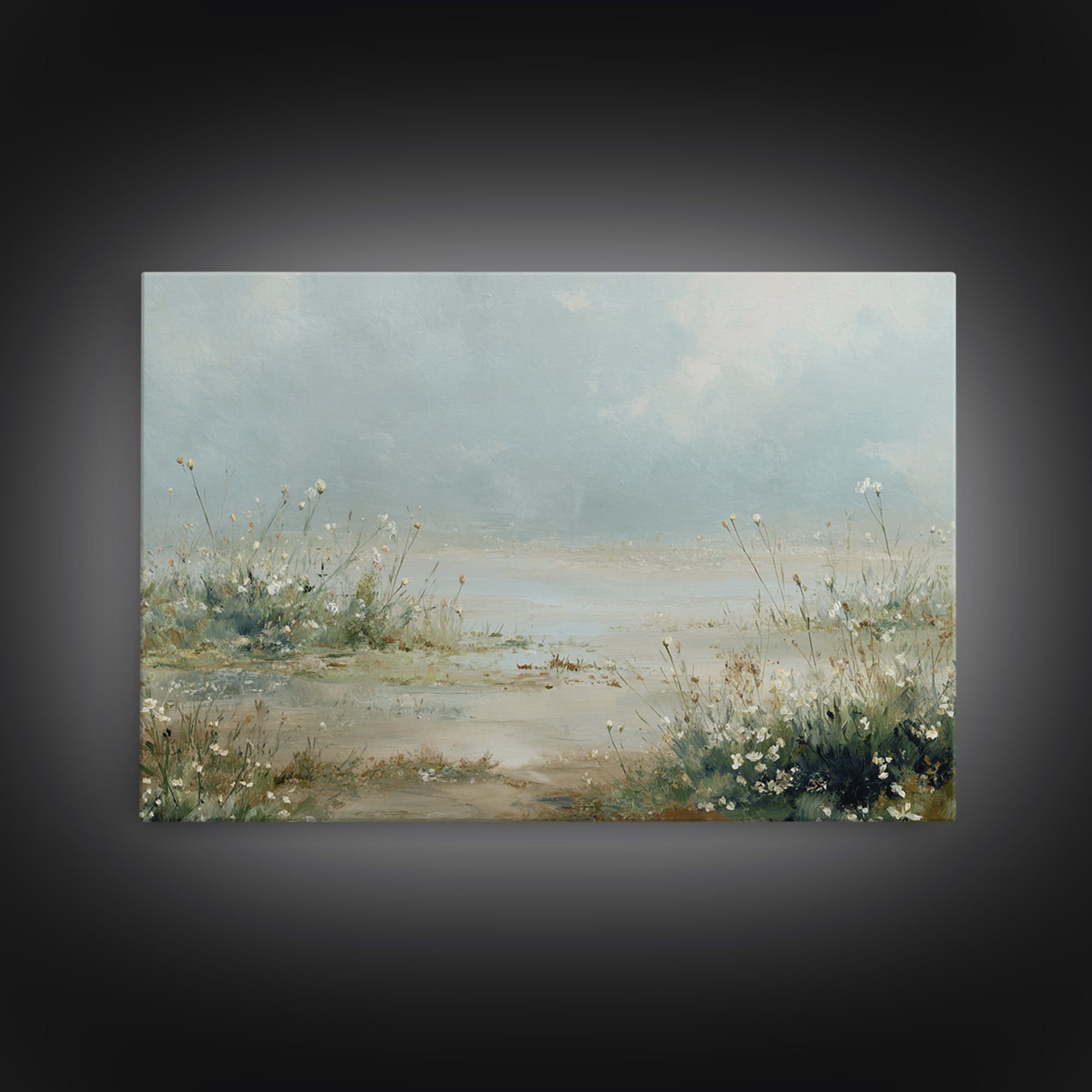 Sunlit Meadow with Wildflowers and Calm Mood Canvas Print, Medical Office Art, Medical Art, Office Decor, Watercolor Art, Calm, MOA-3x2-16