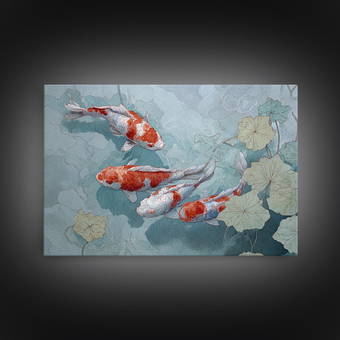 Calm Koi Fish Swimming Through Clear Water Framed Canvas Print, Medical Office Art, Printable Wall Art, Office Decor, Calm, MOA-3x2-2