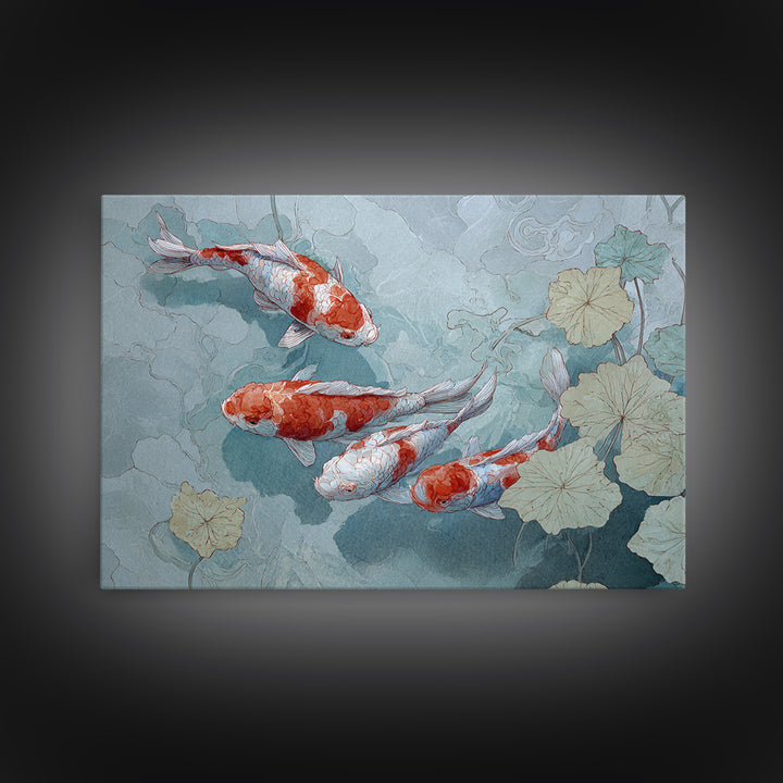 Calm Koi Fish Swimming Through Clear Water Framed Canvas Print, Medical Office Art, Printable Wall Art, Office Decor, Calm, MOA-3x2-2