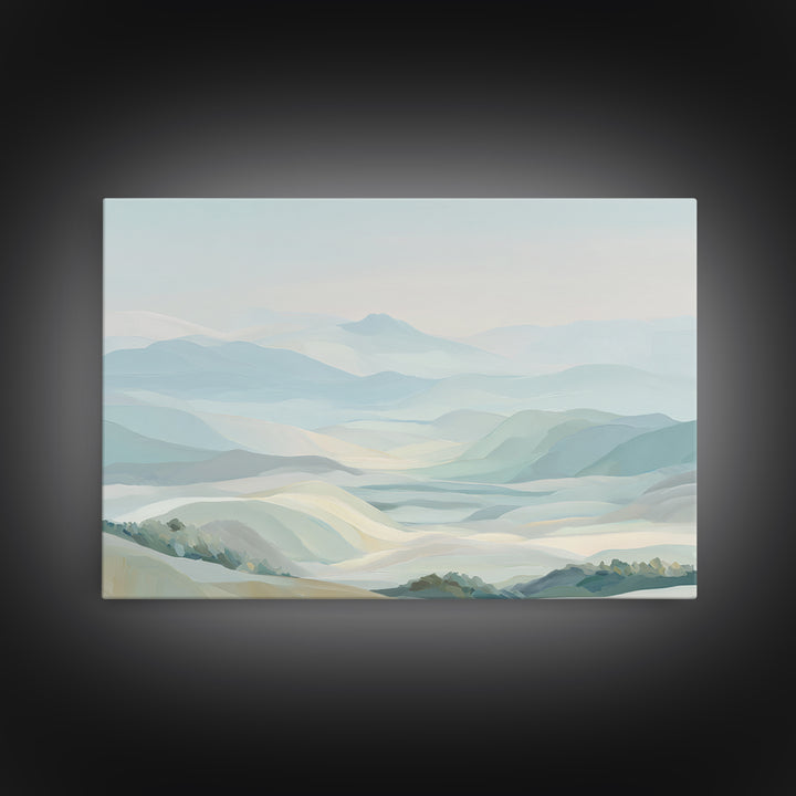 Minimal Sunrise over Rounded Hills Framed Canvas Print, Medical Office Art, Medical Wall Art, Office Decor, Fine Art, Calm, MOA-3x2-27