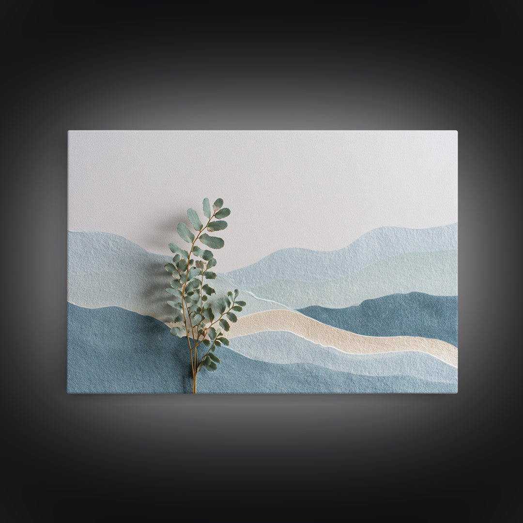 Minimal Green Fern Specimen Framed Canvas Print, Medical Office Art, Healthcare Wall Art, Office Decor, Fine Art, Calm, MOA-3x2-36