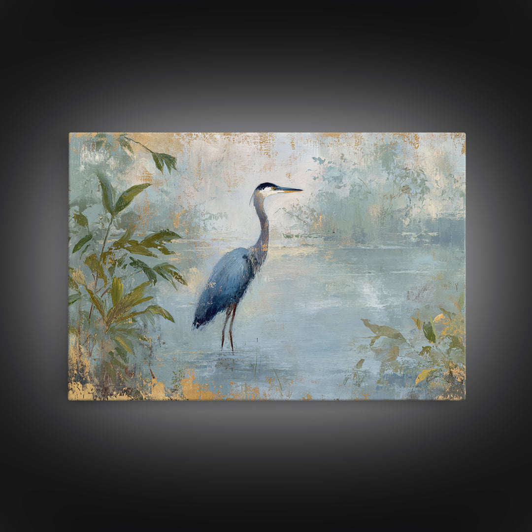 Blue Heron Standing Canvas Print, Medical Office Art, Medical Art, Office Decor, Fine Art, Calm, Biology Art, Nurse Wall Art, MOA-3x2-42