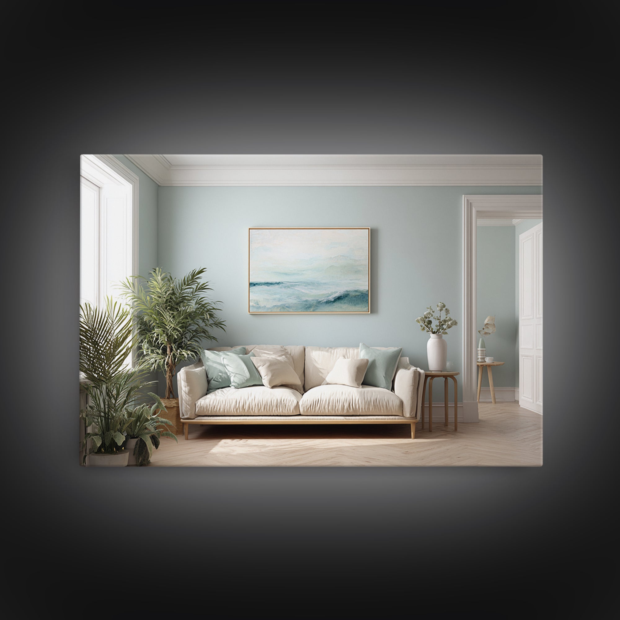Calming Blue Abstract Framed Canvas Print, Medical Office Art, Medical Wall Art, Office Decor, Fine Art, Calm, Neutral Decor, MOA-3x2-5