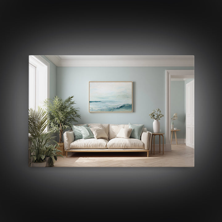 Calming Blue Abstract Framed Canvas Print, Medical Office Art, Medical Wall Art, Office Decor, Fine Art, Calm, Neutral Decor, MOA-3x2-5