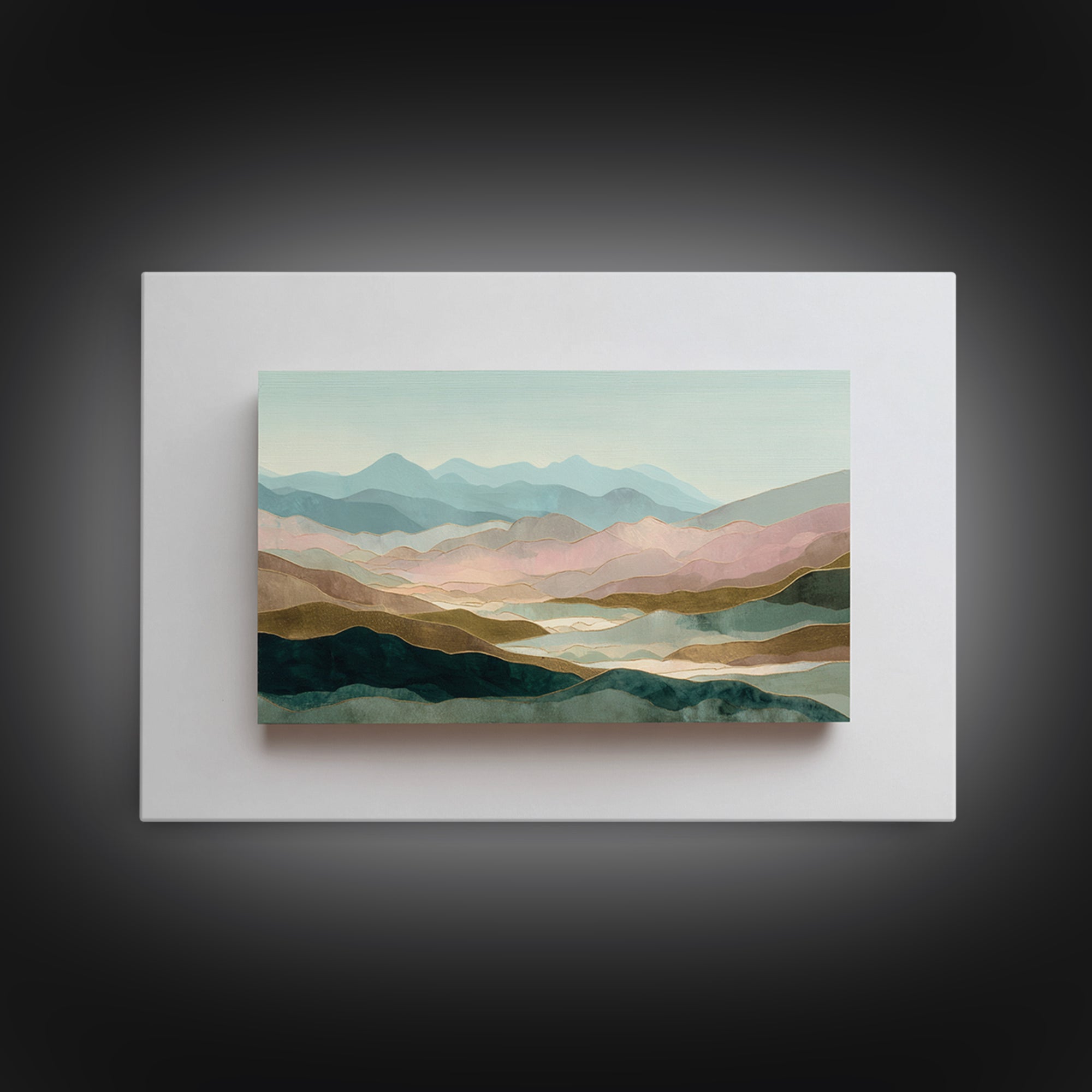 Minimal Sunrise over Rounded Hills Canvas Print, Medical Office Art, School Nurse Art, Office Decor, Calm, Luxury Decor, MOA-3x2-51