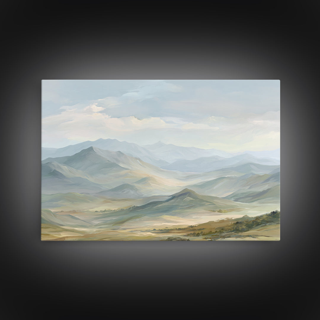 Soft Mountain Landscape Canvas Print, Medical Office Art, Anatomy Wall Art, Office Decor, Oil Painting, Calm, Neuroscience Art, MOA-3x2-54