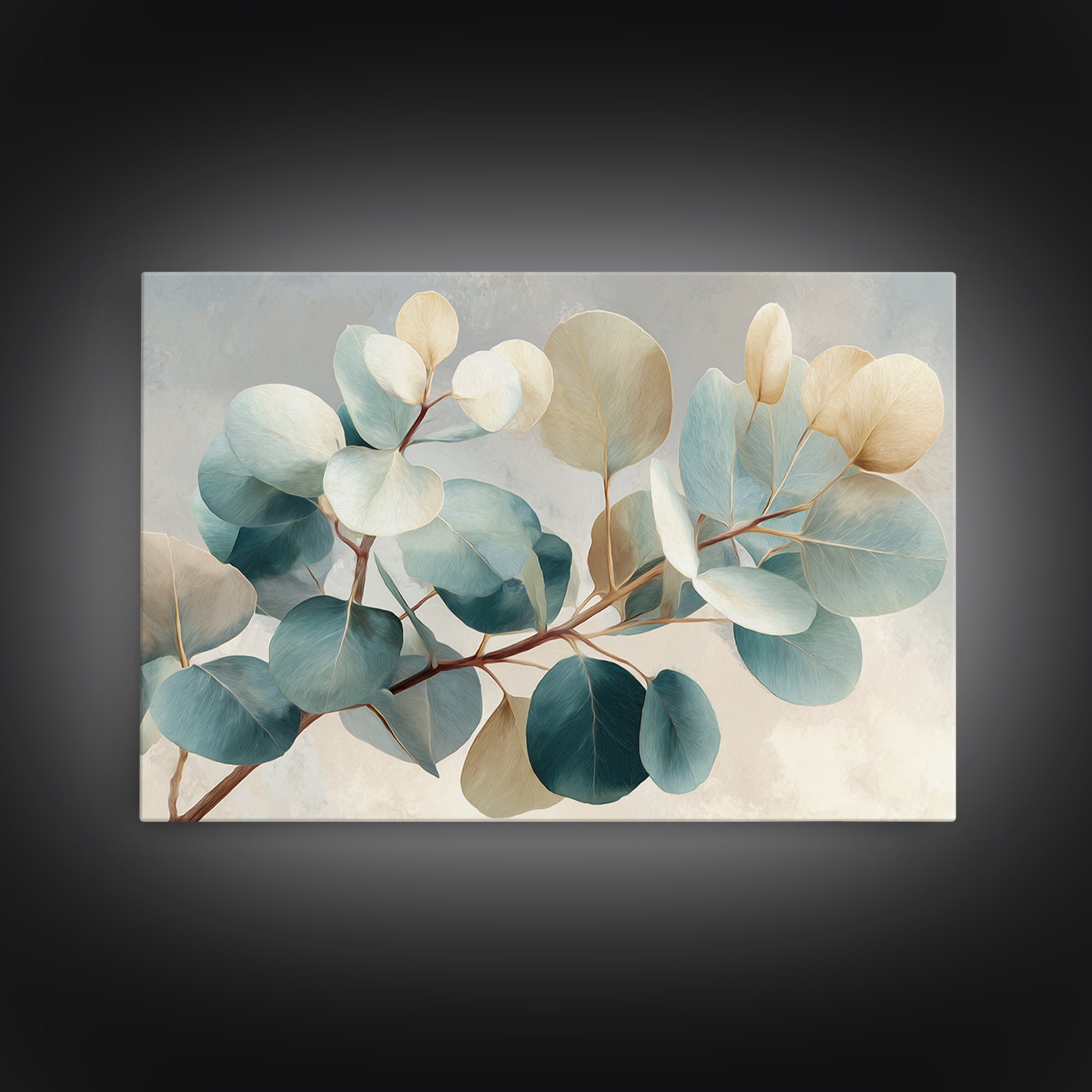 Botanical Eucalyptus Branch Framed Canvas Print, Medical Office Art, Digital Art, Office Decor, Watercolor Art, Calm, MOA-3x2-55