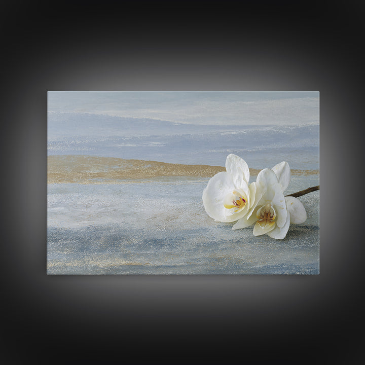 White Orchid on Gray Stone Surface Canvas Print, Medical Office Art, Brain Poster, Office Decor, Fine Art, Calm, Medical School, MOA-3x2-58
