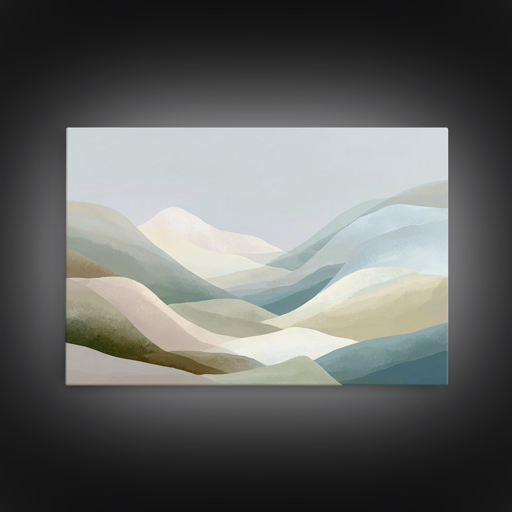 Soft Mountain Landscape Framed Canvas Print, Medical Office Art, Dental Office Decor, Office Decor, Fine Art, Calm, Brain Art, MOA-3x2-6