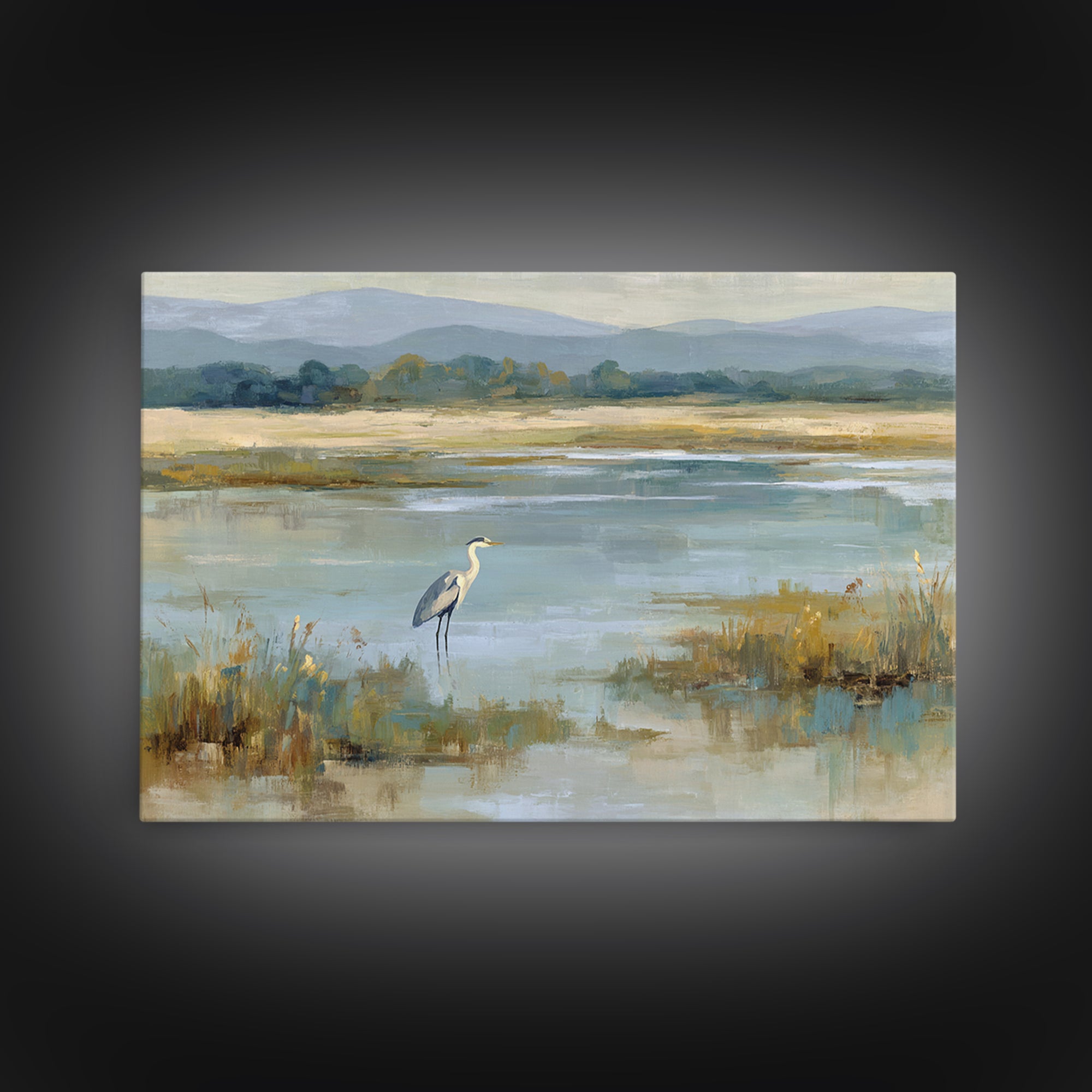 Blue Heron Standing Canvas Print, Medical Office Art, Medical Art, Office Decor, Fine Art, Calm, Biology Art, Nurse Wall Art, MOA-3x2-66