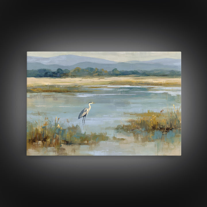 Blue Heron Standing Canvas Print, Medical Office Art, Medical Art, Office Decor, Fine Art, Calm, Biology Art, Nurse Wall Art, MOA-3x2-66