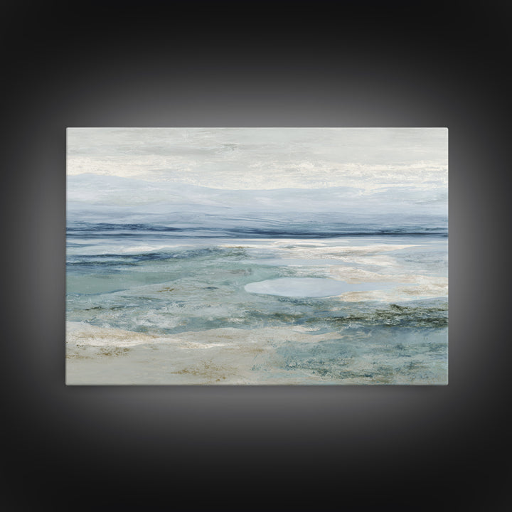 Calming Blue Abstract Framed Canvas Print, Medical Office Art, Gallery Decor, Office Decor, Abstract Art, Calm, MOA-3x2-77