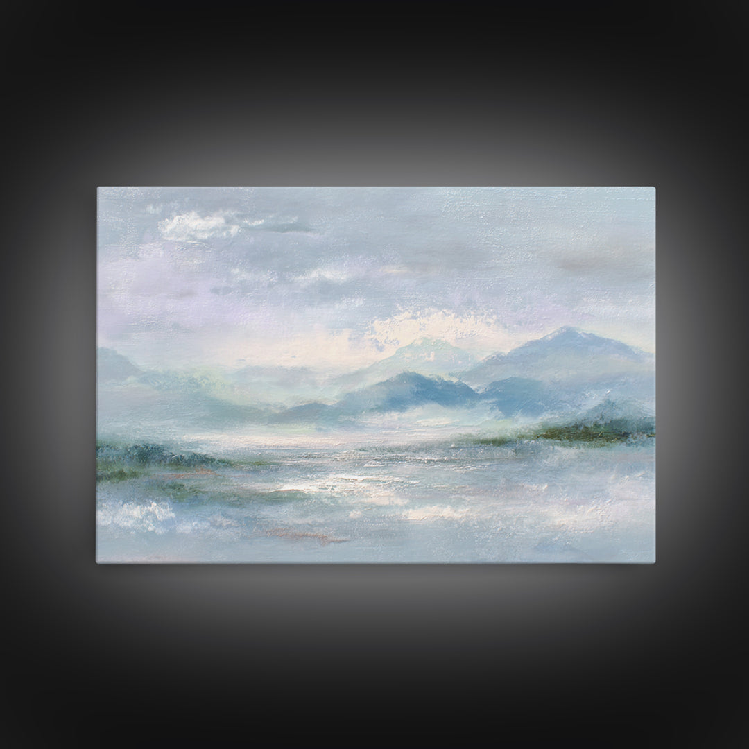 Soft Mountain Landscape Framed Canvas Print, Medical Office Art, Anatomy Art, Office Decor, Fine Art, Calm, Statement Artwork, MOA-3x2-78