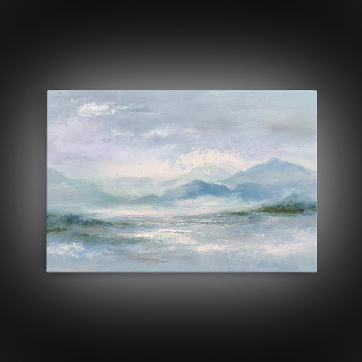 Soft Mountain Landscape Framed Canvas Print, Medical Office Art, Anatomy Art, Office Decor, Fine Art, Calm, Statement Artwork, MOA-3x2-78
