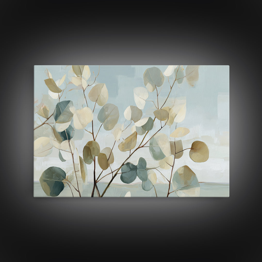 Botanical Eucalyptus Branch Framed Canvas Print, Medical Office Art, Biology Art, Office Decor, Watercolor Art, Calm, MOA-3x2-79