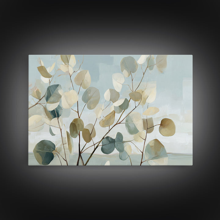 Botanical Eucalyptus Branch Framed Canvas Print, Medical Office Art, Biology Art, Office Decor, Watercolor Art, Calm, MOA-3x2-79