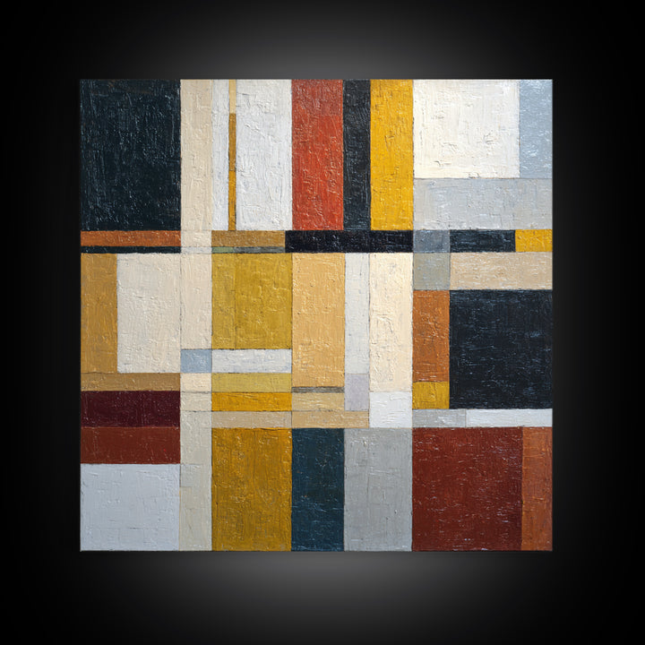Urban Window Grid Transformed into Abstraction Framed Canvas Print, Modern Art, Art, Living Room Decor, Fine Art, Modern, MOD-1x1-12