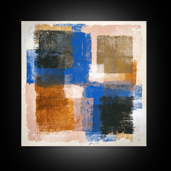 Expressive Brushwork in Cobalt and Rust Canvas Print, Modern Art, Set of 3 Prints, Living Room Decor, Oil Painting, Modern, MOD-1x1-30