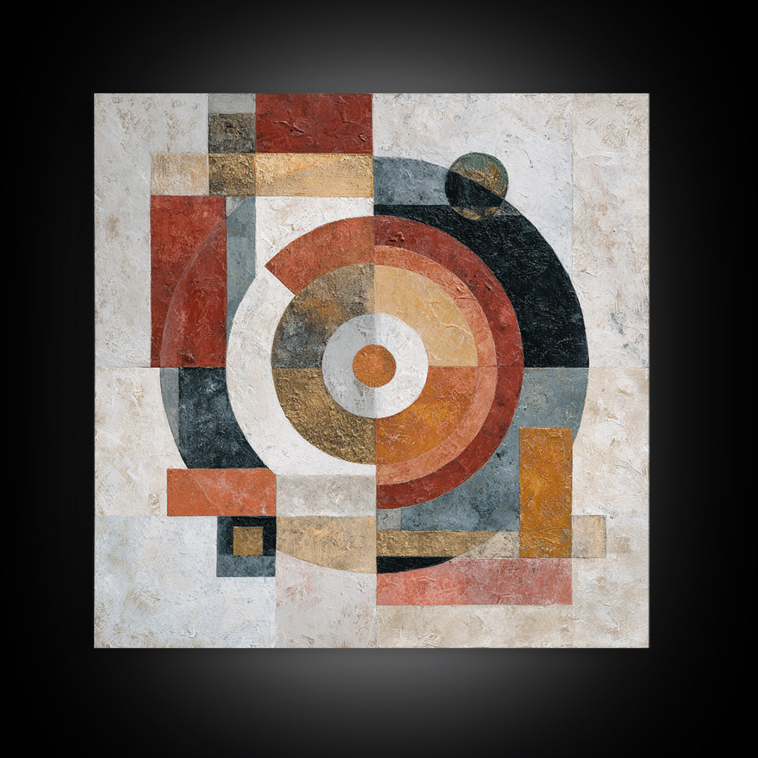 Abstract Circular Forms Framed Canvas Print, Modern Art, Abstract Wall Art, Living Room Decor, Fine Art, Modern, Neutral Decor, MOD-1x1-43