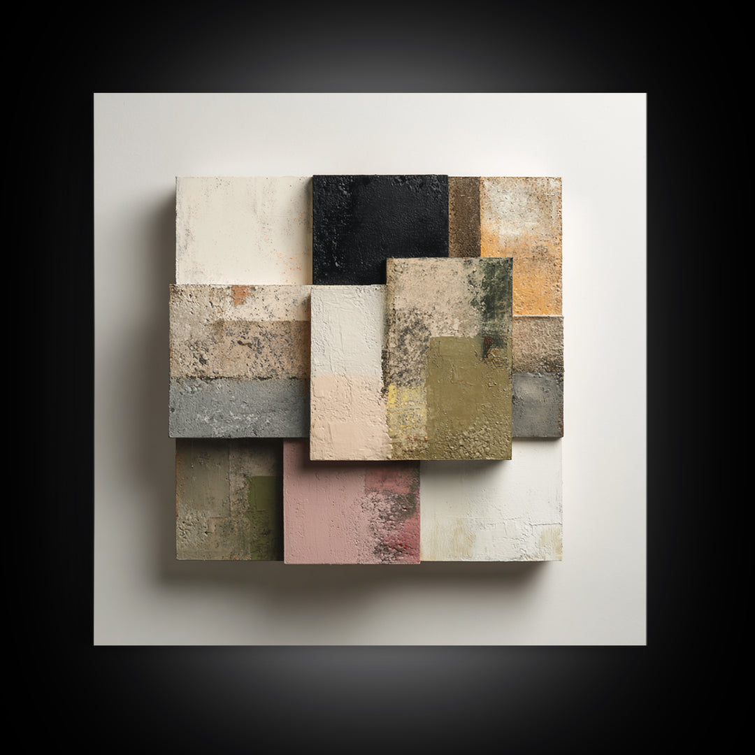 Minimal Sculpture Shapes Painted Framed Canvas Print, Modern Art, Modern Decor, Living Room Decor, Abstract Art, Modern, MOD-1x1-80
