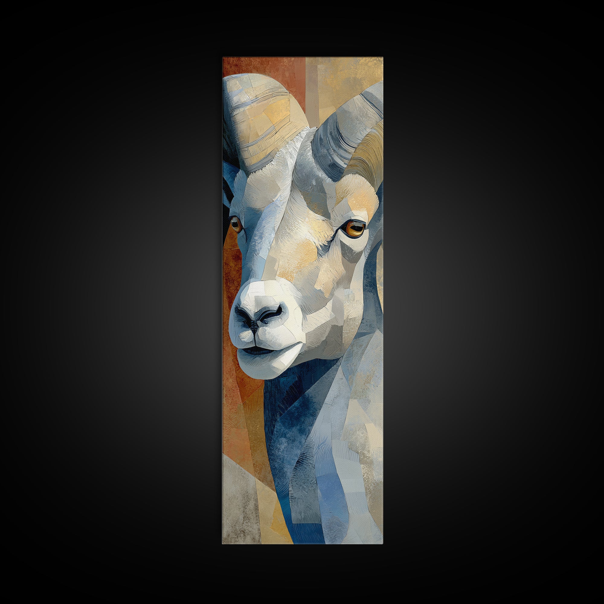 Modern Animal Portrait Canvas Print, Modern Art, Abstract Wall Art, Living Room Decor, Oil Painting, Modern, Neutral Decor, MOD-1x3-10