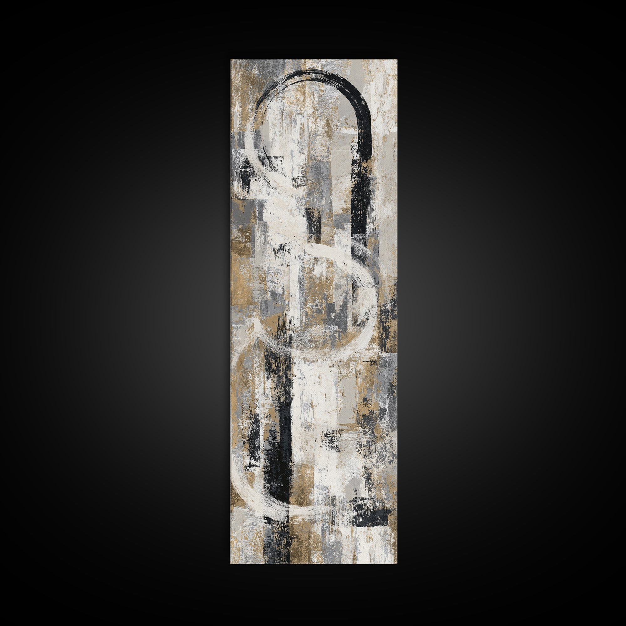 Dynamic Black Brush Marks on Neutral Ground Canvas Print, Modern Art, Art, Living Room Decor, Fine Art, Modern, Canvas Art, MOD-1x3-23
