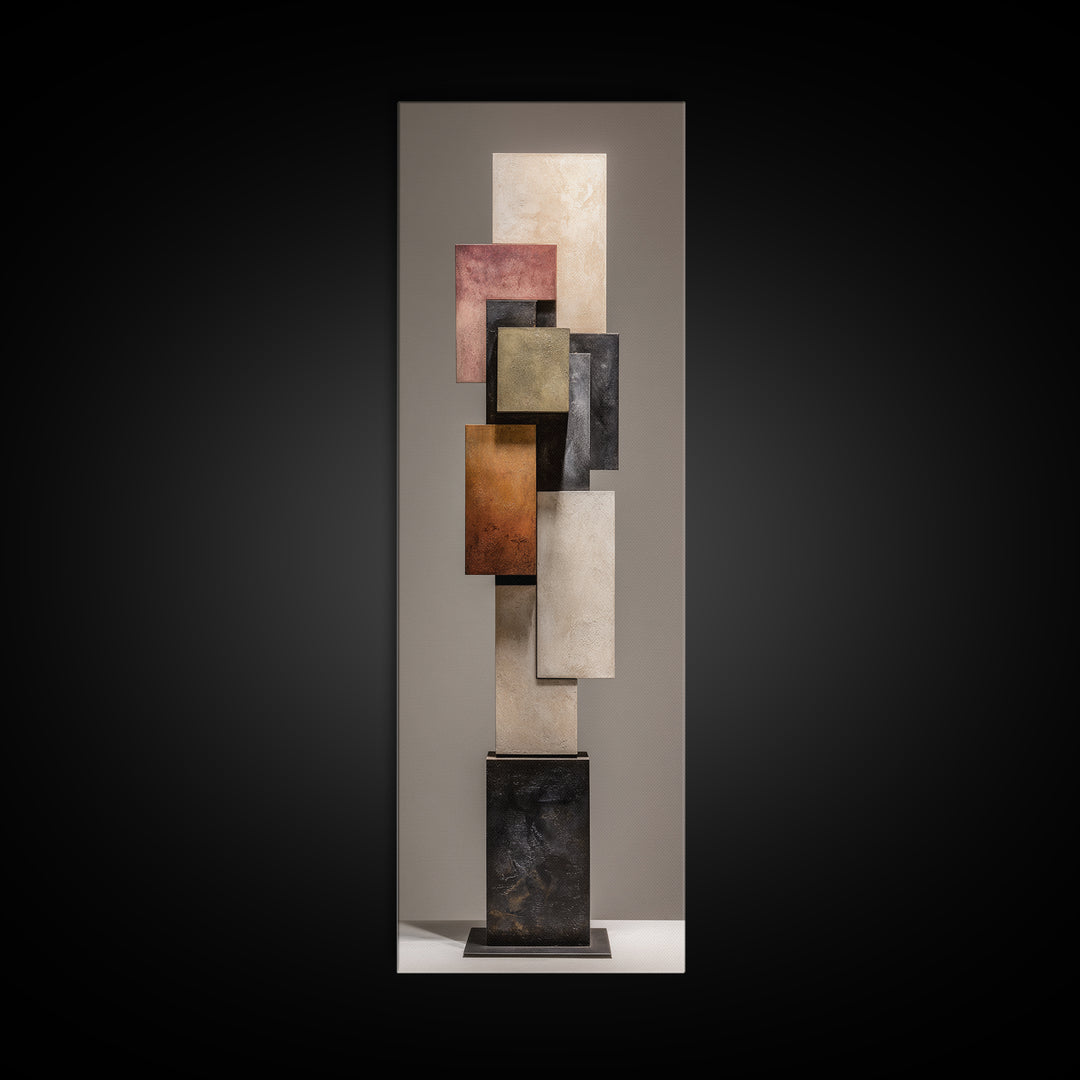 Minimal Sculpture Shapes Painted Canvas Print, Modern Art, Art Deco, Living Room Decor, Abstract Art, Modern, MOD-1x3-68