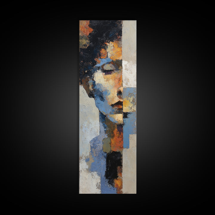 Expressive Brushwork in Cobalt and Rust Canvas Print, Modern Art, Art Print, Living Room Decor, Oil Painting, Modern, MOD-1x3-90