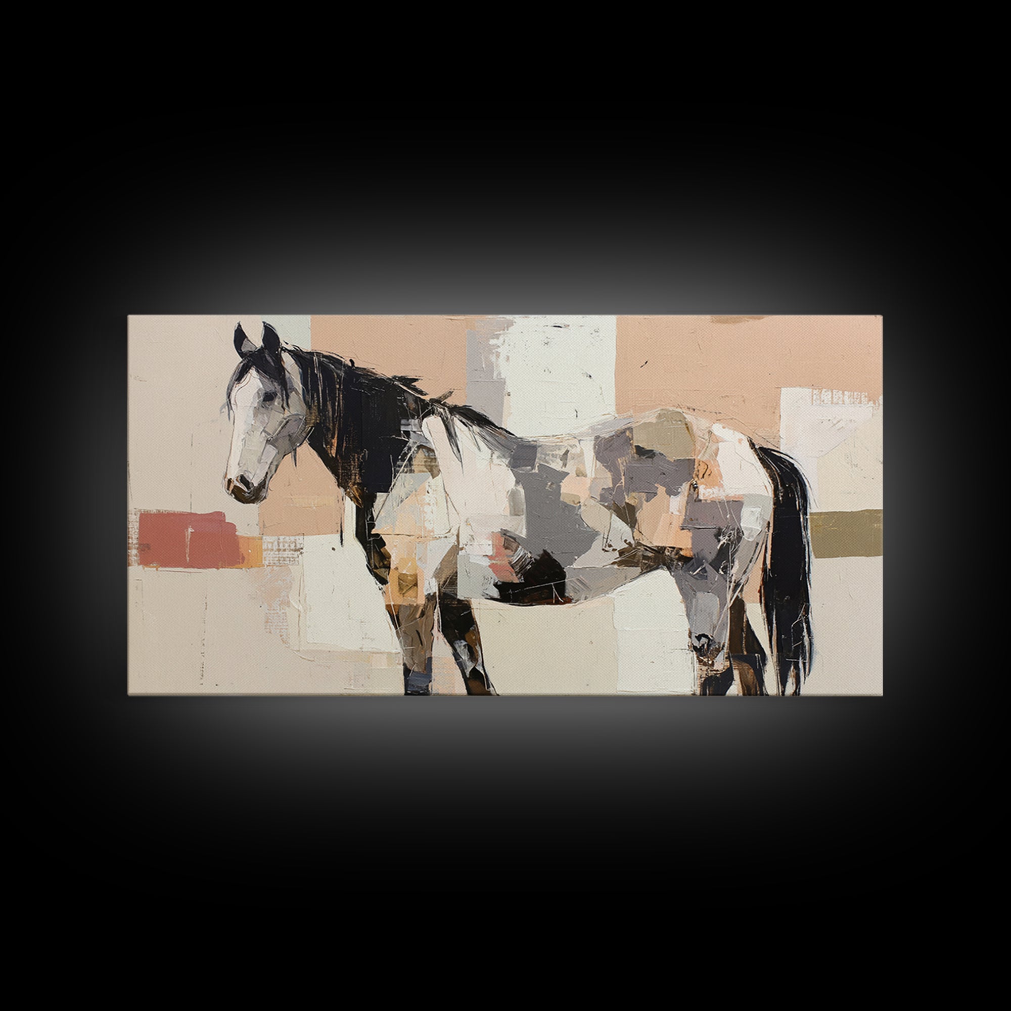 Contemporary Horse Portrait Framed Canvas Print, Modern Art, Living Room Decor, Fine Art, Modern, Gallery Decor, Neutral Decor, MOD-2x1-11