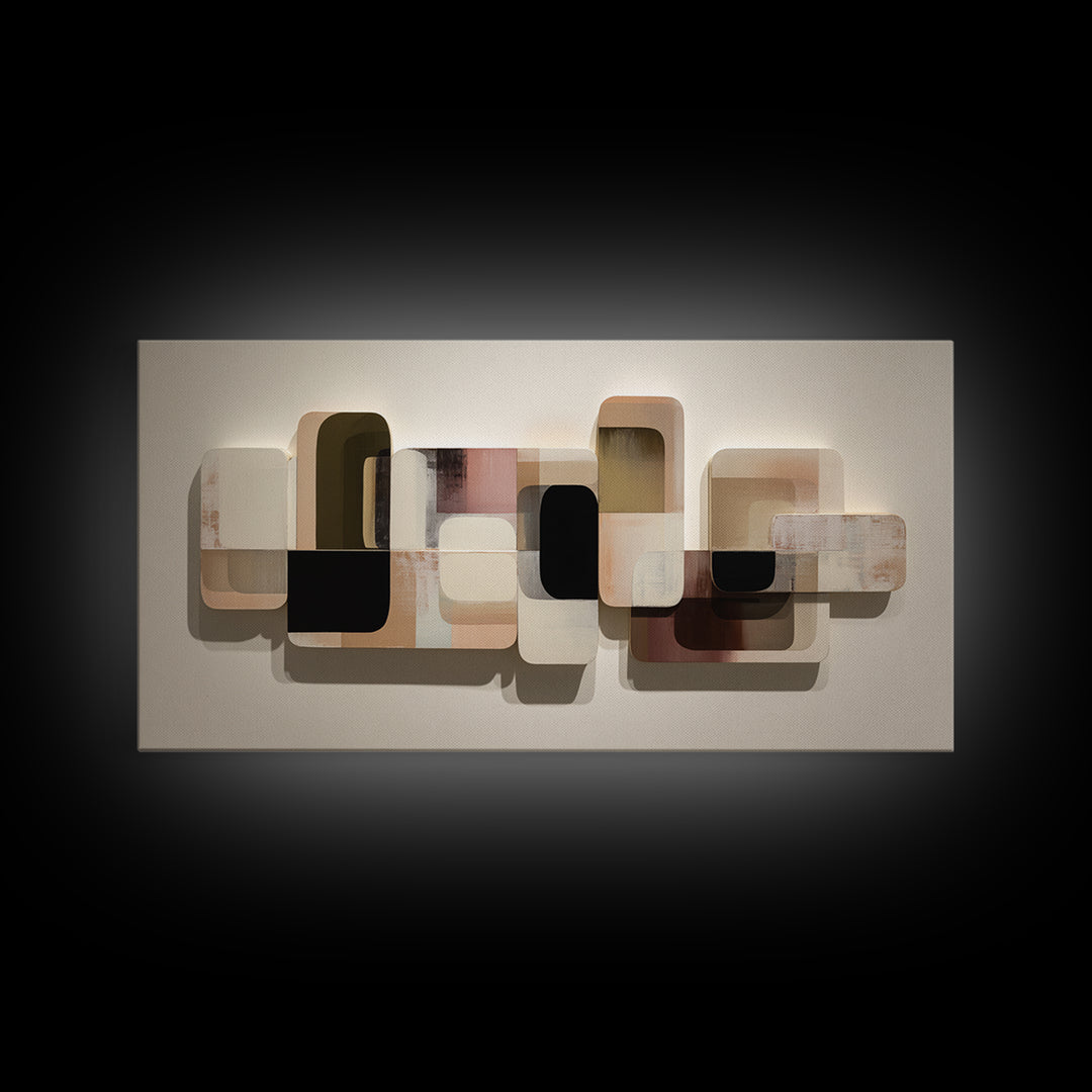 Minimal Sculpture Shapes Painted Canvas Print, Modern Art, Wall Decor, Living Room Decor, Abstract Art, Modern, Digital Print, MOD-2x1-52