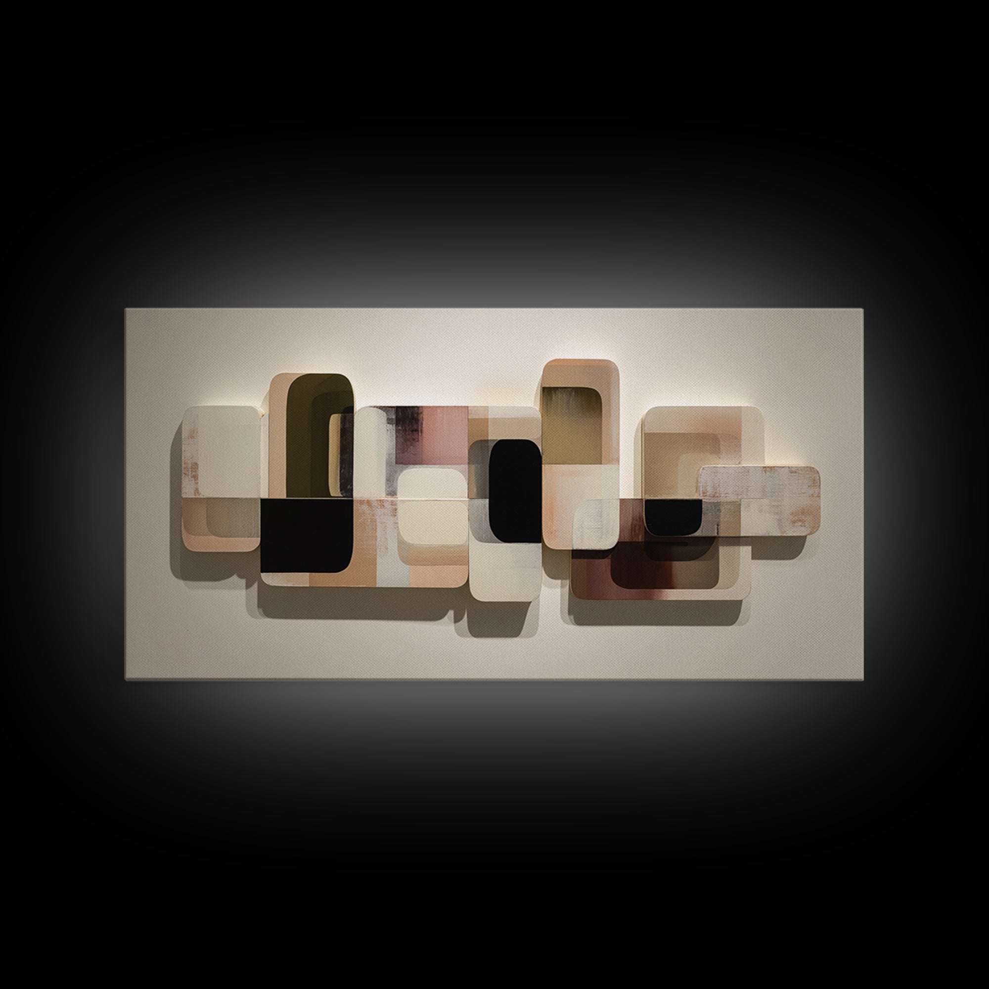 Minimal Sculpture Shapes Painted Canvas Print, Modern Art, Wall Decor, Living Room Decor, Abstract Art, Modern, Digital Print, MOD-2x1-52