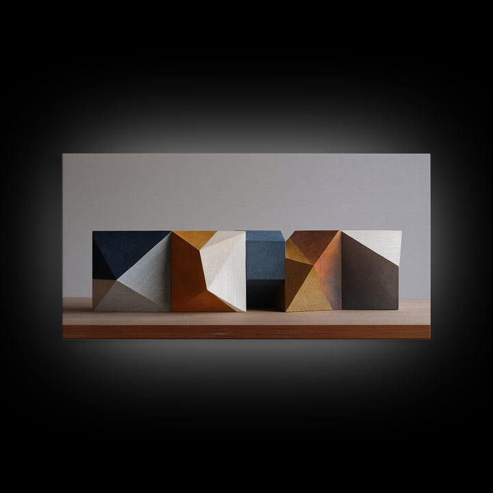 Minimal Sculpture Shapes Painted Canvas Print, Modern Art, Canvas Art, Living Room Decor, Fine Art, Modern, Poster Art, MOD-2x1-76